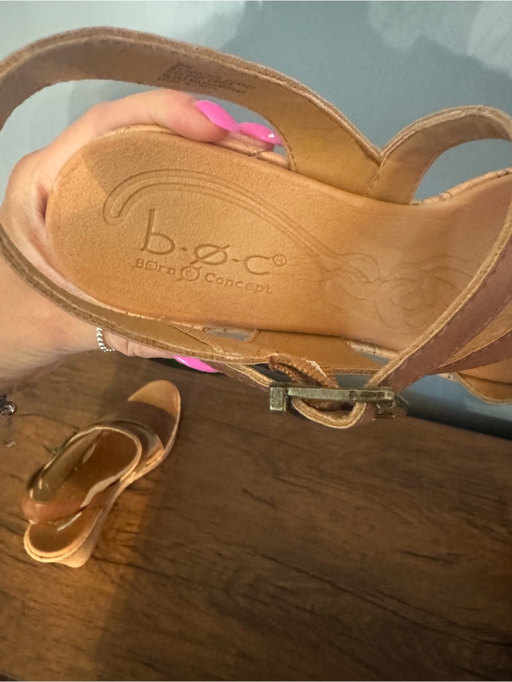 boc Women's Brown Cork Wedge Sandals - Picture 2 of 5